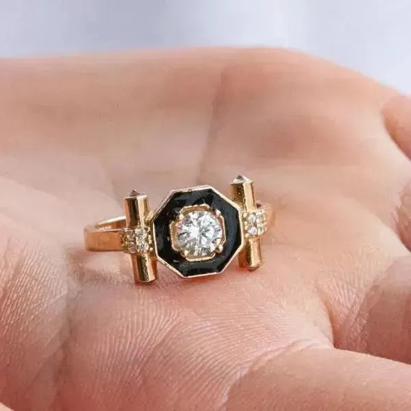 SIEGELRING DAMEN GOLD MIT ONYX-EINLAGE - Königlicher Siegelring