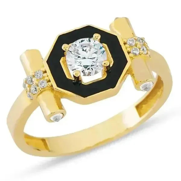 SIEGELRING DAMEN GOLD MIT ONYX-EINLAGE - Königlicher Siegelring