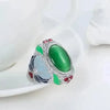 SIEGELRING DAMEN AUS STAHL MIT MEHRFARBIG EMAILLIERTEN MOTIVEN OPAL STEIN - Königlicher Siegelring