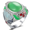 SIEGELRING DAMEN AUS STAHL MIT MEHRFARBIG EMAILLIERTEN MOTIVEN OPAL STEIN - Königlicher Siegelring