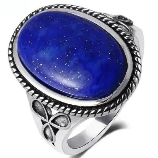 SIEGELRING DAMEN SILBER LAPIS-LAZULI STEIN NAMENS NACHTSTEIN - Königlicher Siegelring