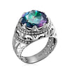 SIEGELRING DAMEN SILBER EDELSTEIN MYSTIC TOPAS - Königlicher Siegelring