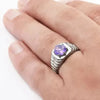 SIEGELRING HERREN AMETHYSTE STEIN SILBER WEISSGOLD VERGOLDET - Königlicher Siegelring