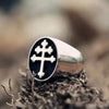 SIEGELRING HERREN AUS STAHL EIN SYMBOL DES LOTHRINGISCHEN KREUZES - Königlicher Siegelring