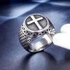 SIEGELRING HERREN EDELSTAHL 316L RELIGIÖS MIT KREUZ DES CHRISTENTUMS - Königlicher Siegelring