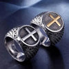 SIEGELRING HERREN EDELSTAHL 316L RELIGIÖS MIT KREUZ DES CHRISTENTUMS - Königlicher Siegelring