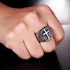 SIEGELRING HERREN EDELSTAHL 316L RELIGIÖS MIT KREUZ DES CHRISTENTUMS - Königlicher Siegelring