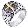 SIEGELRING HERREN EDELSTAHL 316L RELIGIÖS MIT KREUZ DES CHRISTENTUMS - Königlicher Siegelring
