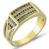 SIEGELRING HERREN GOLD 14K VERZIERT MIT ZIRKONIA UND ONYX - Königlicher Siegelring
