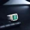 SIEGELRING HERREN GOLD SMARAGD DIAMANT 18K WEISSGOLD - Königlicher Siegelring