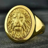SIEGELRING HERREN GOLD GELB HANDWERKLICH LÖWENKOPF DESIGN 10-14-18K - Königlicher Siegelring