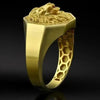 SIEGELRING HERREN GOLD LÖWENKOPF AUS 10K-14K MASSIVGOLD MIT 3D-DETAILS - Königlicher Siegelring