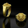 SIEGELRING HERREN GOLD LÖWENKOPF AUS 10K-14K MASSIVGOLD MIT 3D-DETAILS - Königlicher Siegelring