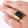 SIEGELRING HERREN GOLD MIT ONYX SCHWARZ STEIN BESETZT 14-18K - Königlicher Siegelring