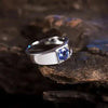 SIEGELRING HERREN GOLD TANSANIT STEIN 14K WEISSGOLD - Königlicher Siegelring