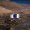 SIEGELRING HERREN GOLD TANSANIT STEIN 14K WEISSGOLD - Königlicher Siegelring