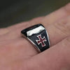 SIEGELRING HERREN RELIGIÖS EDELSTAHL FREIMAURER KREUZ - Königlicher Siegelring