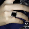 SILBERNER SIEGELRING HERREN MIT SCHWARZEM ONYX-STEIN - Königlicher Siegelring