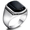 SILBERNER SIEGELRING HERREN MIT SCHWARZEM ONYX-STEIN - Königlicher Siegelring