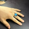 SIEGELRING HERREN SILBER GEOMETRISCHE FORMEN TÜRKIS STEIN - Königlicher Siegelring
