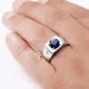 SIEGELRING HERREN SILBER MASSIV GOLD PLATED BLAU SAPHIR 8G - Königlicher Siegelring
