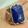 SIEGELRING HERREN SILBER MASSIV HANDGEFERTIGT AUS LAPIS-LAZULI STEIN - Königlicher Siegelring