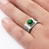 SIEGELRING HERREN SILBER MASSIV WEISSGOLD PLATTIERT SMARAGD STEIN - Königlicher Siegelring