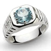 SIEGELRING HERREN SILBER MIT BLAUER TOPAS UND DIAMANTEN - Königlicher Siegelring