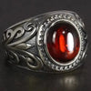 SIEGELRING HERREN SILBER MIT DEM STEIN GRANAT UND ONYX - Königlicher Siegelring
