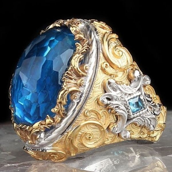     siegelring-herren-silber-platte-gold-stein-grosse-topaze-blau-handgefertigte