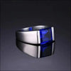 SIEGELRING HERREN SILBER BLAUER SAPPHIRE METAFORM-STEIN - Königlicher Siegelring