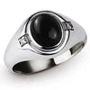 SIEGELRING HERREN SILBER WEISSGOLD VERGOLDET MIT SCHWARZEM ONYX - Königlicher Siegelring