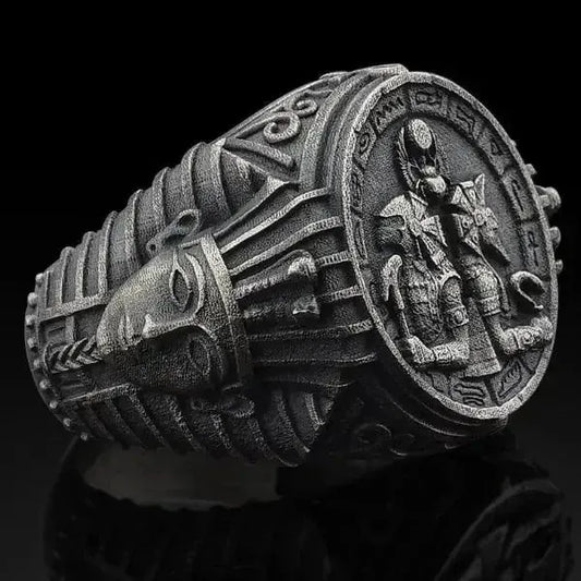 SIEGELRING HERREN STERLING SILBER ALTÄGYPTISCHE MYTHOLOGIE - Königlicher Siegelring