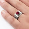 SIEGELRING IN SILBER UND GOLD PLATTIERT DER RUBIN UND DIAMANT STEIN - Königlicher Siegelring