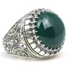 SIEGELRING SILBER STERLING MIT EINEM GRÜNEN ACHAT-STEIN PRÄSENTIERT - Königlicher Siegelring