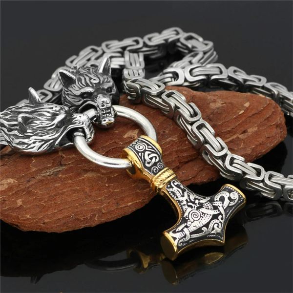 thors-hammer-kette-konigskette-gold-silber-herren-mit-halskette