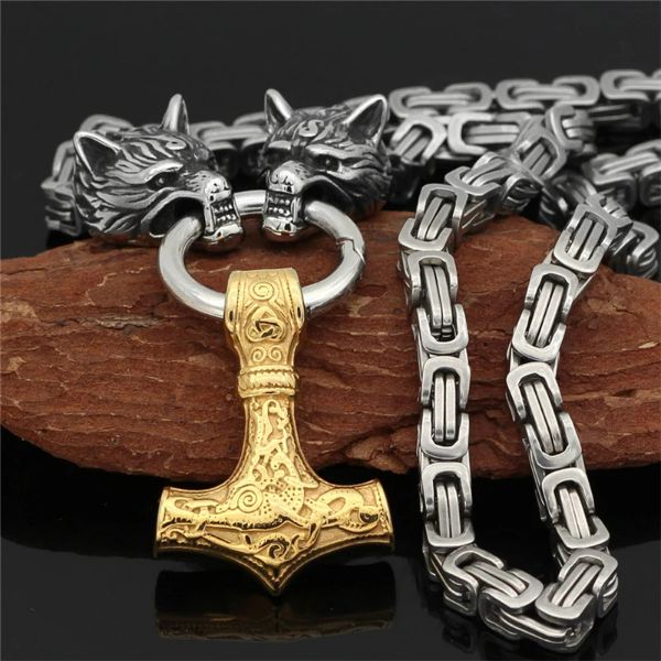 thors-hammer-kette-konigskette-silber-gold-herren-mit-halskette